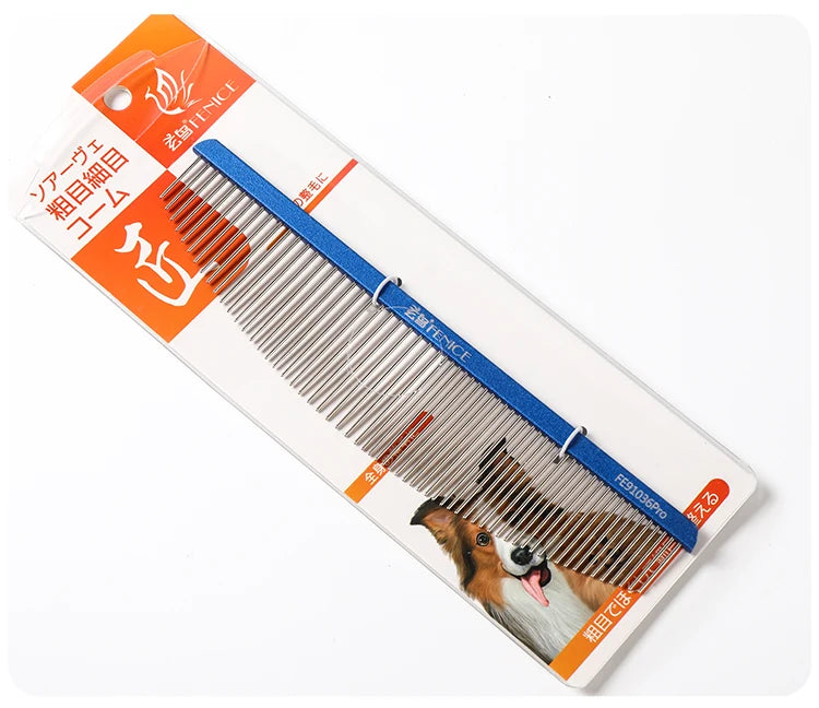 Fenice Moon Style Comb Pet Grooming Single Comb Aluminum Metal Comb for Dogs Stainless Steel Pet Dog Cat Pin Comb Hair Brush
