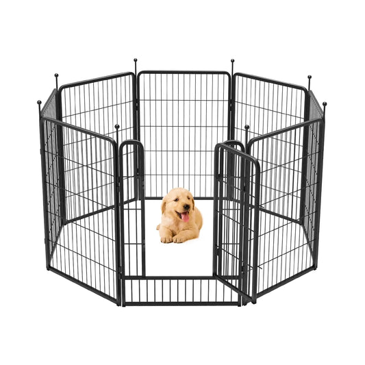 Dog Pet Fence Indoor/Outdoor,40"Height 8/16 Panels,Portable Metal Pet Exercise Pen for Rv Camping Garden Yard,Wide Door Low Thre