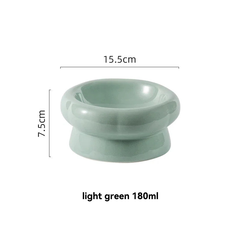 Elevated Ceramic Pet Bowl for Cats and Small Dogs – Anti-Slip, Neck Protection, Easy to Clean, Raised Design for Food and Water