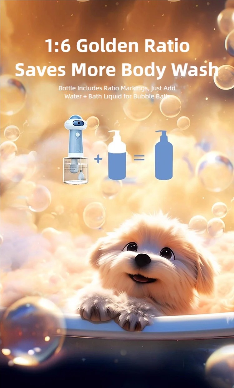 Pet Shampoo Foaming Machine, Foam Dispenser for Dogs and Cats, USB Rechargeable Automatic Foaming Machine