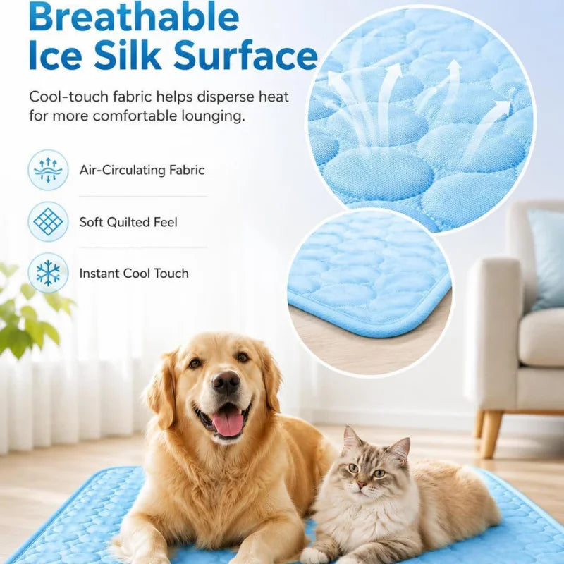 Summer Pet Ice Silk Cooling Mat Heat Dissipation Sleeping Pad Durable Cool Blanket Nest Bed Cushion For Small Medium Large Dogs