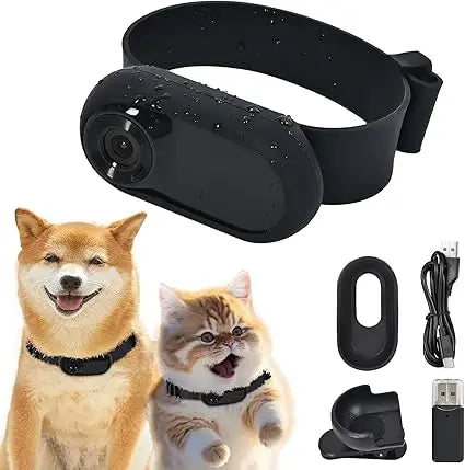 1080p HD Cat Dog Pet Camera Collar with Video Recording Sports Camera Baby Monitor No WiFi Indoor/Outdoor All Activities Pet Sup