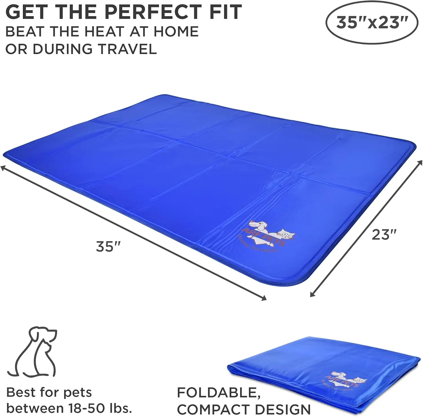 Self-Cooling Pet Mat, 23x35 Inches, Non-Toxic Gel Pad for Dogs in Kennels and Beds, No Electricity Needed