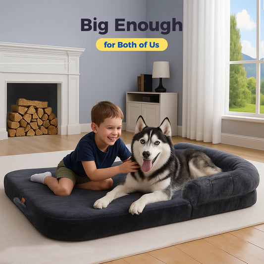 Foldable Dog Bed for Adult, Kids, Plush Pet Couch Bed for Large Dogs, Washable Pet Sofa Bed with Non-Slip Bottom Dog Accessories