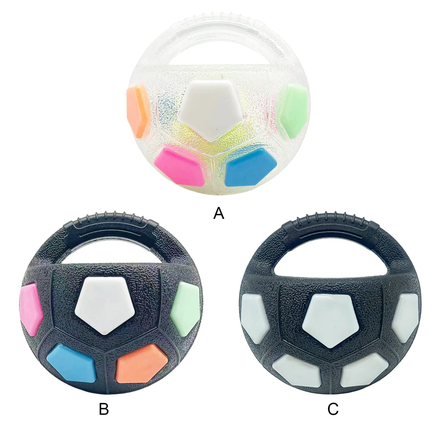 Dog Calming Ball with Handle Pet Dog Football Shape Toy Interactive Squeaky Pet Football for Medium Large Breeds