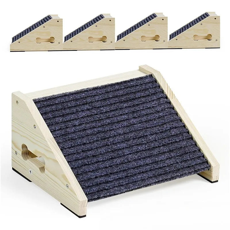 Wooden Pet Ramp Low Angle Design Stair Ladder Assist Climb Tool Stable Structure Non Slip Surface for Small Dogs Cats Indoor
