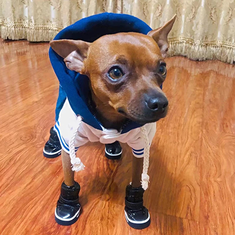 4Pcs/set Winter Pet Shoes Warm Waterproof Slip Fleece Dog Boot for Small Medium Dogs Puppy Rain Footwear Chihuahua Snow Boots