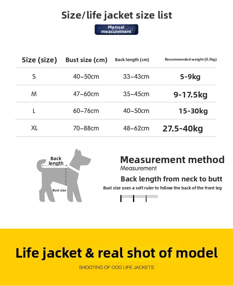 Pet Swimming Life Jacket Safety Vest for Dog in Summer Fashion Adjustable Reflective in Pool or Surfing Drifting Dog Life Vest