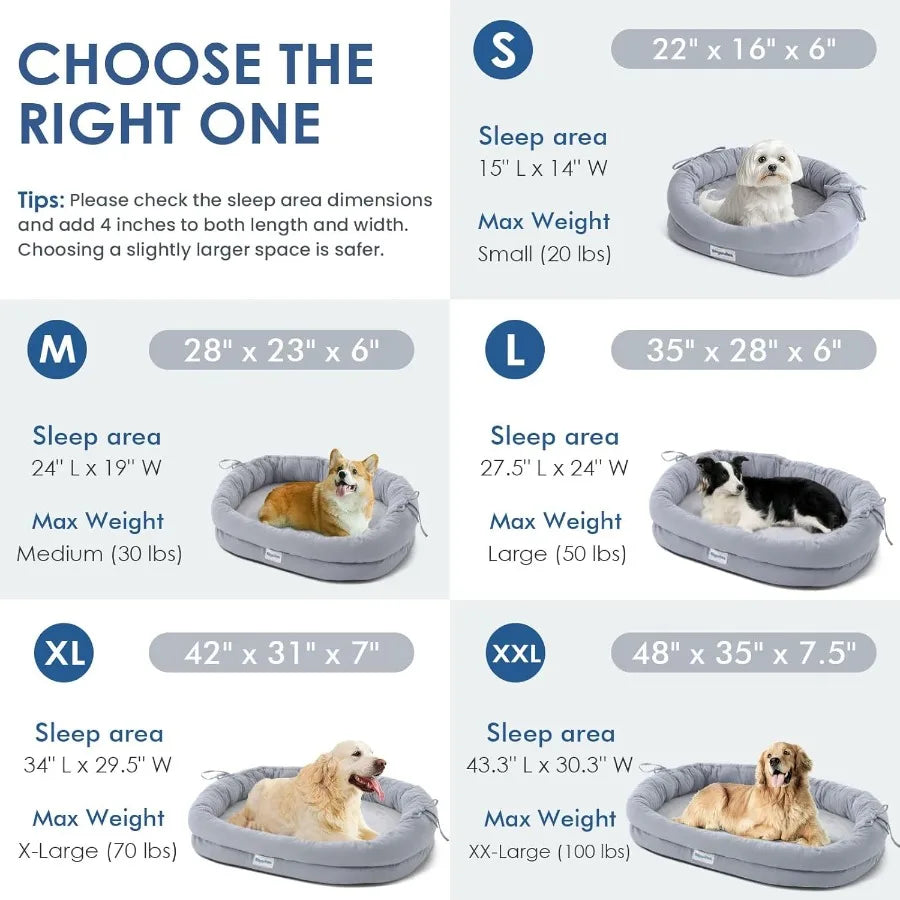 Orthopedic Dog Bed for Large Dogs Pet Sofa Bed with Egg Crate Foam 4Sided Bolster Removable Washable Cover AntiSlip Bm Large Gr