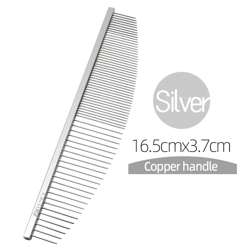 Fenice Moon Style Comb Pet Grooming Single Comb Aluminum Metal Comb for Dogs Stainless Steel Pet Dog Cat Pin Comb Hair Brush