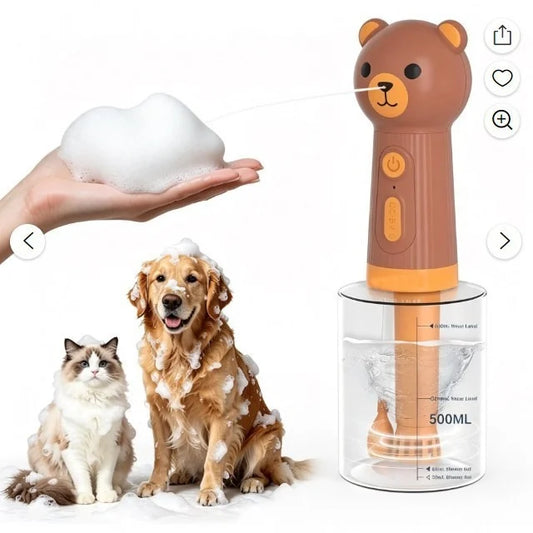 POKPAW Dog Bath Foam Machine IPX7 Waterproof Automatic Pet Bubble Sprayer Type-C Rechargeable 400ml Cleaning Tool for Pets