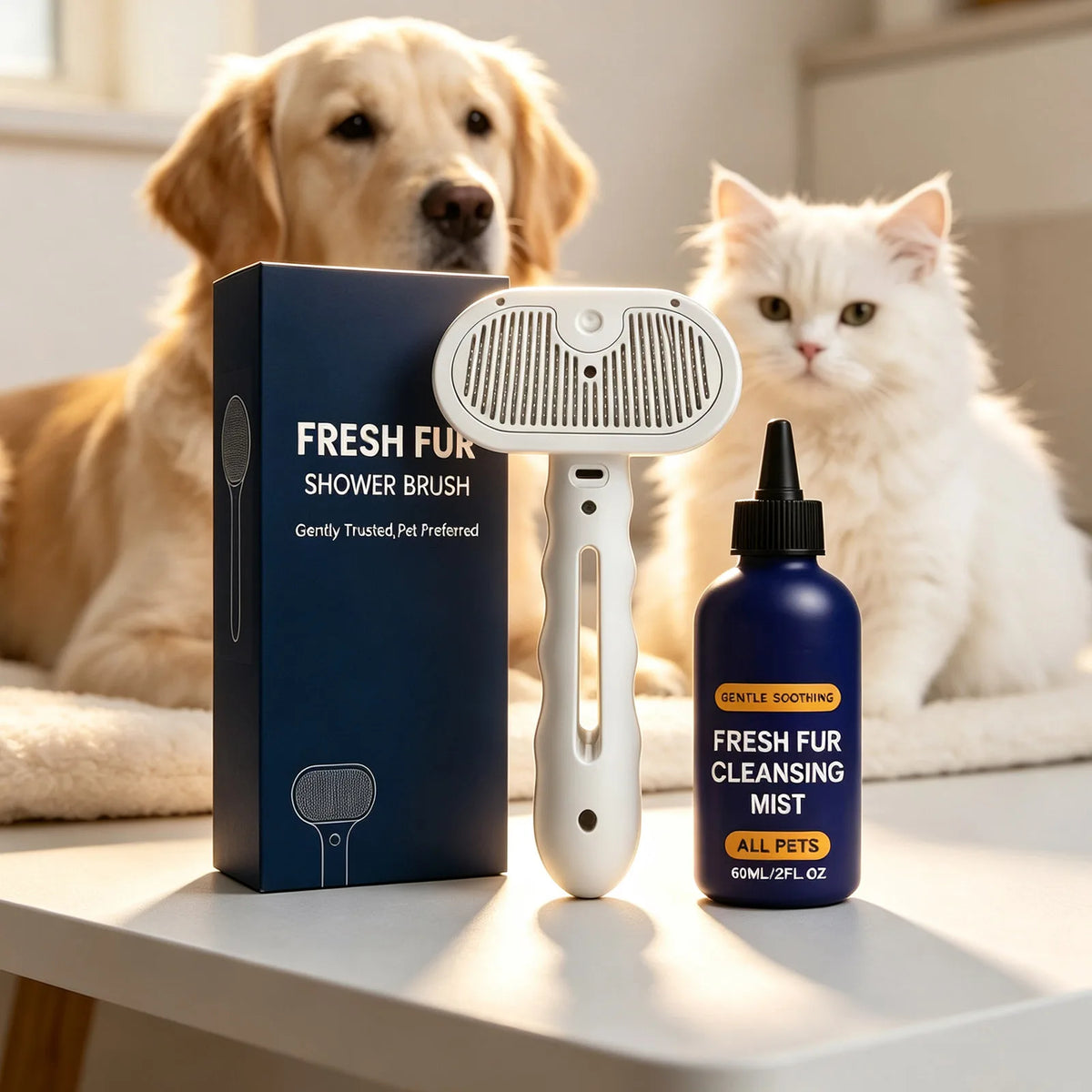 Pet Hair Detangler Spray Set Softening Smoothing Dematting Grooming Volumizing Dogs Cats Daily Care Kit for All Breeds
