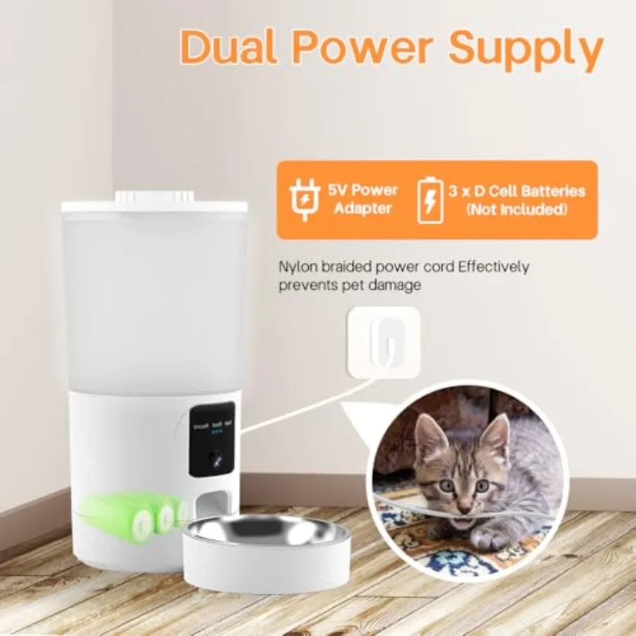 Automatic Cat Feeder with 2K Camera and Smart App for Cats and Dogs 6L Capacity Smart Pet Food Dispenser with Timed Auto Contro