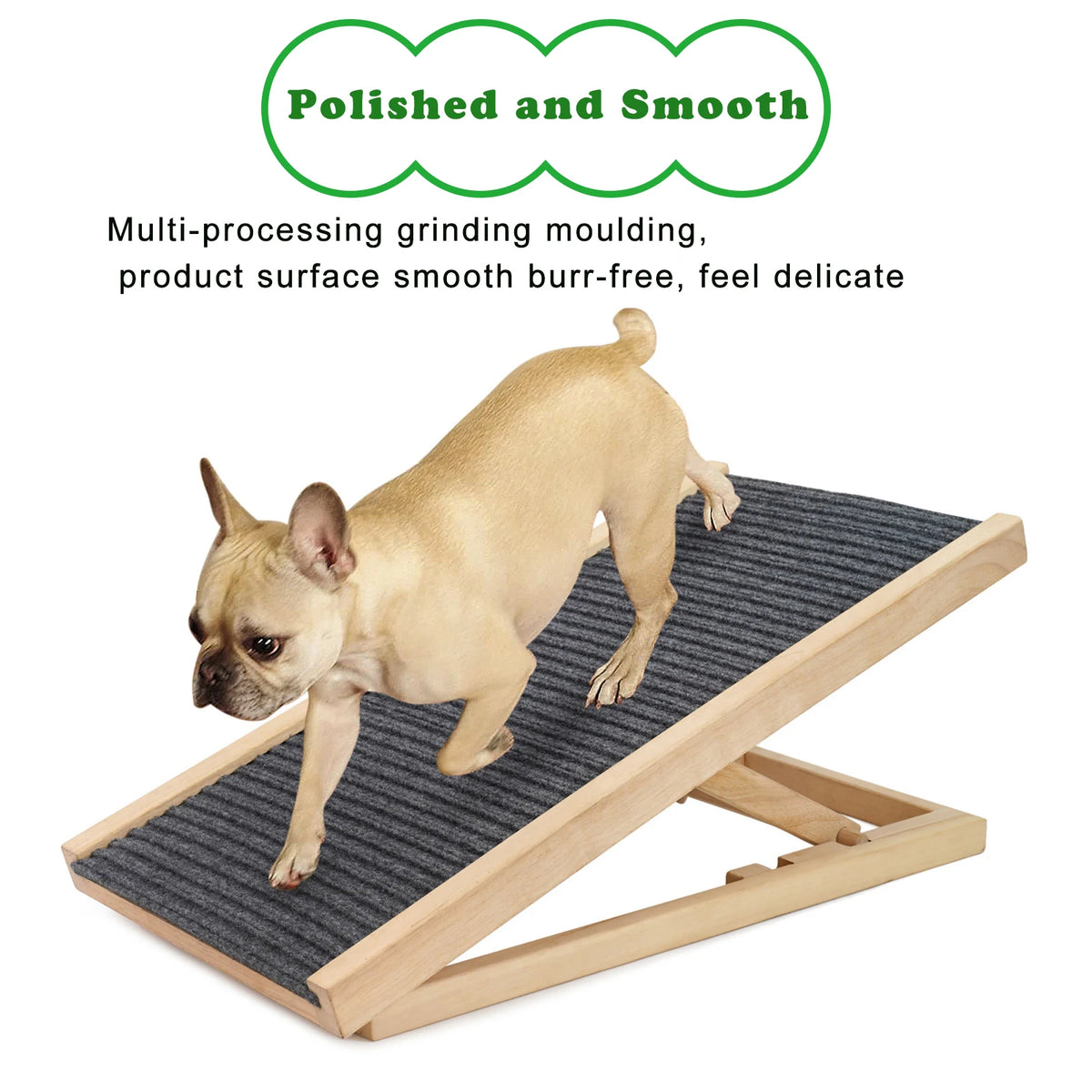Pet Dog Ladder Wood Dog Ramp Cat Stair Height Adjustable Height Slip Resistance Foldable Pet Climbing Ladder for Car Sofa Bed