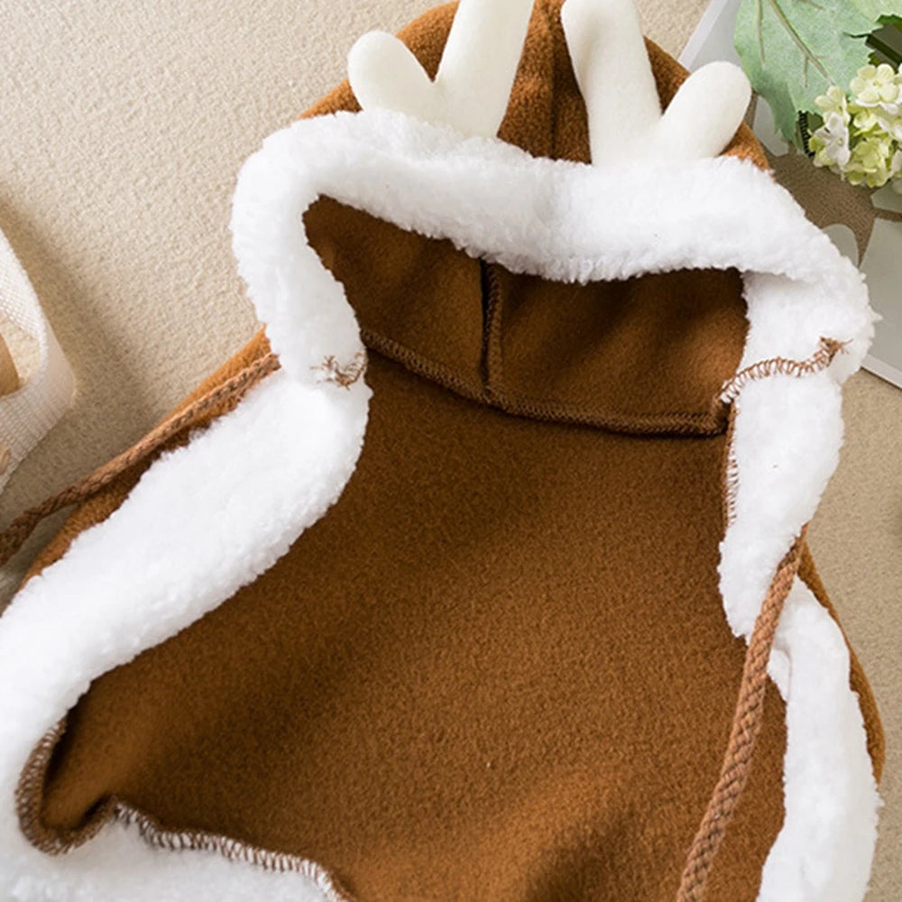 Pet Cat Dog Cape Change Into Santa Cape Deer Red Riding Hood Warm Plush Kawaii Comfortable Windproof Repeat Costume