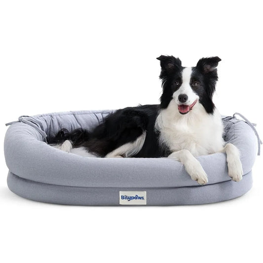 Orthopedic Dog Bed for Large Dogs Pet Sofa Bed with Egg Crate Foam 4Sided Bolster Removable Washable Cover AntiSlip Bm Large Gr