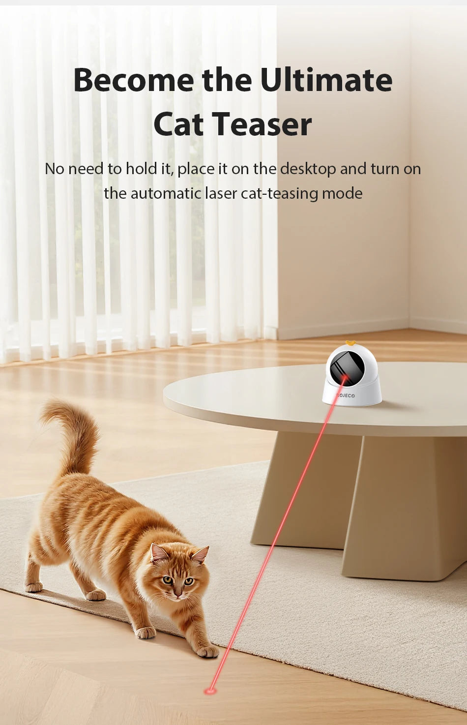 ROJECO Automatic Cat Laser Toy Interactive 360° Adjustable Electric Cat Toy For Kitty Dog Indoor Smart Teasing Laser Cat Toys