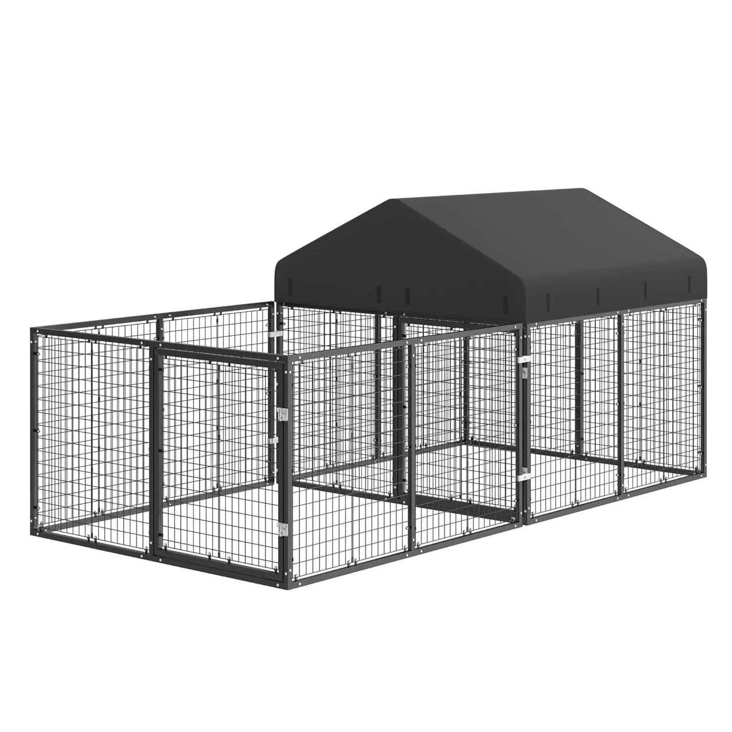 Anti-Rust Roof Lockable Outdoor Dog Kennel Cage for Small & Medium Dogs All Weather , Custom