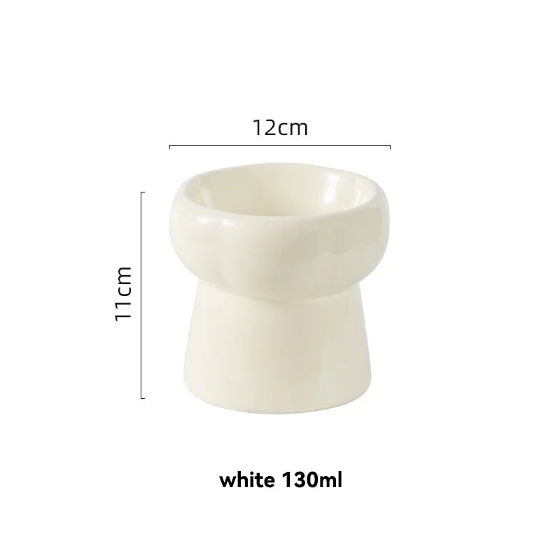 Elevated Ceramic Pet Bowl for Cats and Small Dogs – Anti-Slip, Neck Protection, Easy to Clean, Raised Design for Food and Water