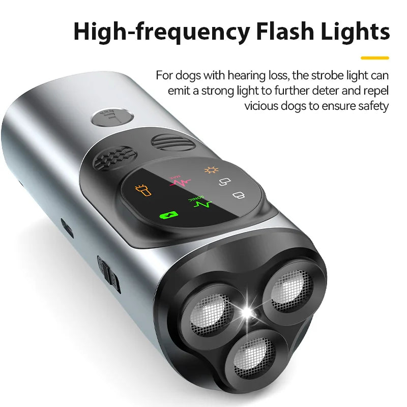 ROJECO Dog Repeller Ultrasonic High Power Dog Anti Barking Training Device Rechargeable Dog Repeller Trainer With LED Flashlight