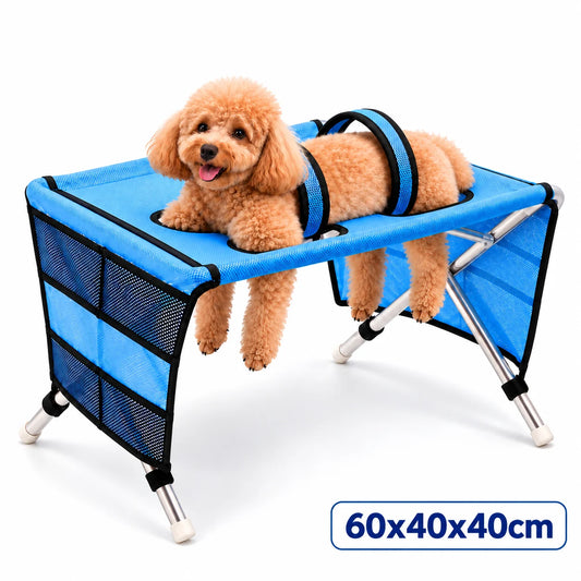 Pet Bathing Hammock Stand Foldable Dog Cat Grooming Drying Table Breathable Mesh Bath Helper for Small Pets