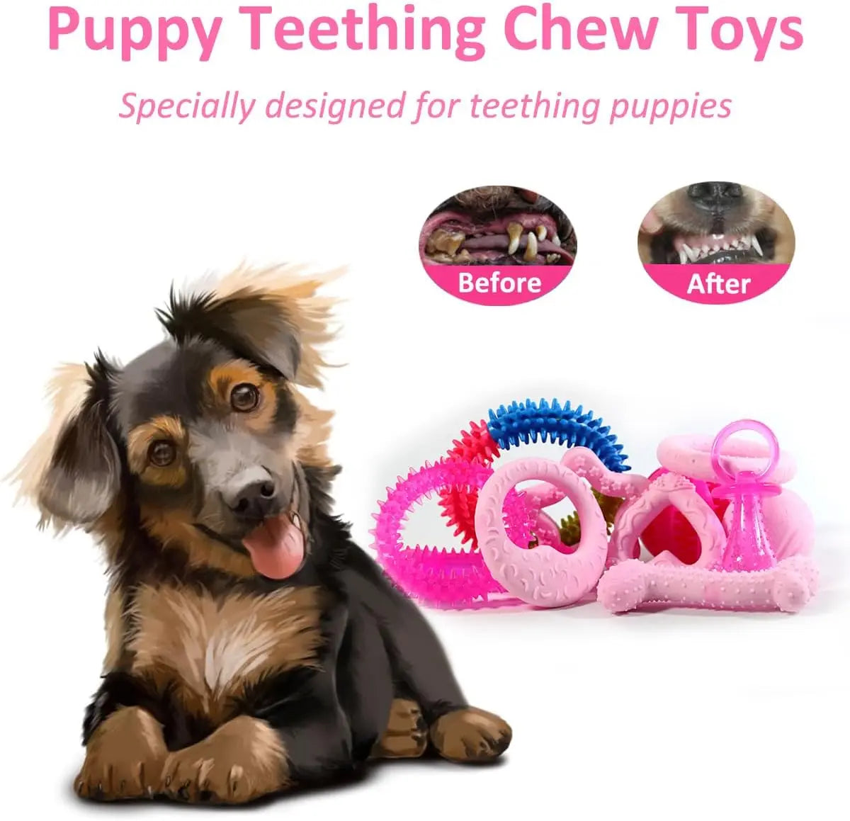 Christmas Dog Toys Bulk 15 Pack, Puppy Chew Toys for Teething Small Medium Puppies Including Variety Tough Rubber and Rope Toys
