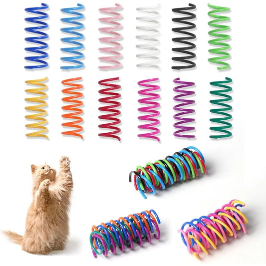 48PCS 12Colors Cat Spring Toys for Indoor Cats Interactive Coil Springs for Self Play Durable Heavy Plastic Cat Spiral Spring H