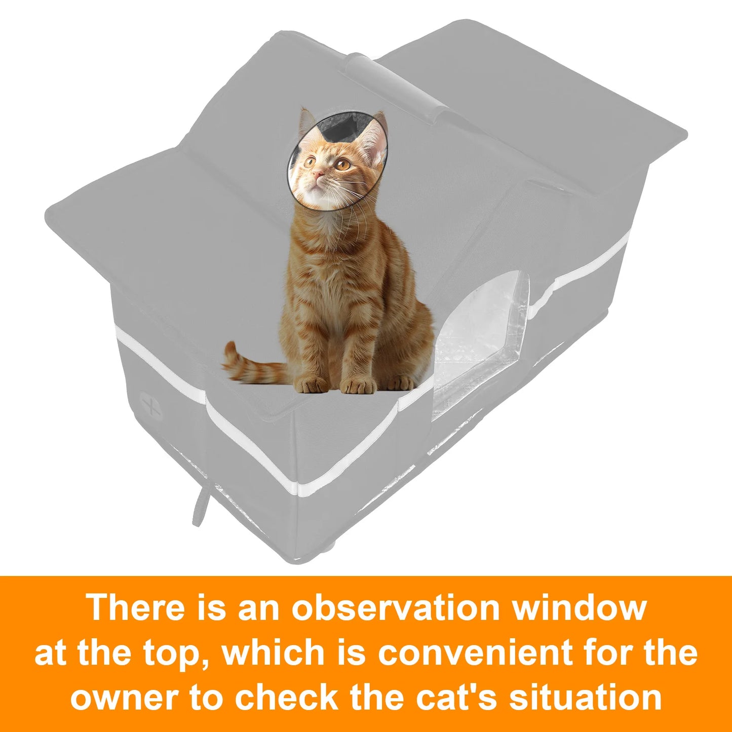 Waterproof Outdoor Large Cat Shelter & Roof Window Elevated Pet House Feral Cat House for Stray/Barn Cats with Cozy Cushion