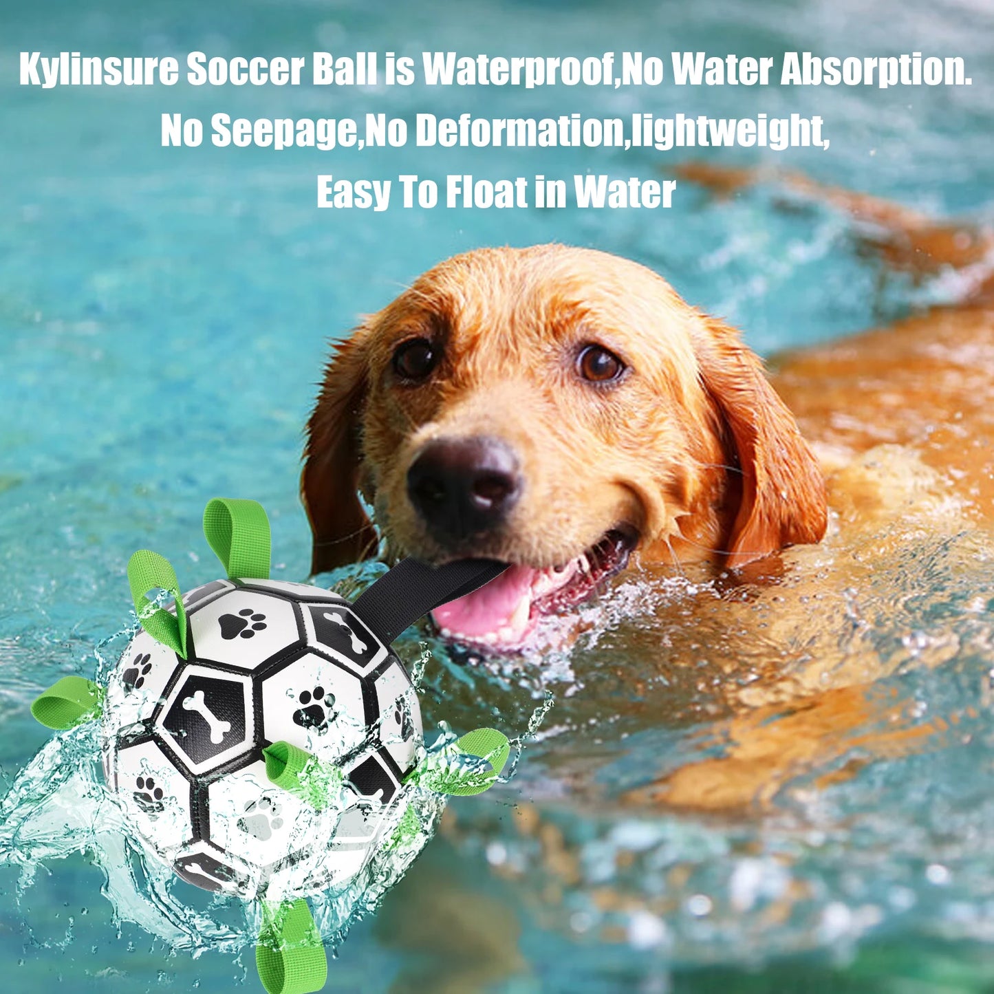 Dog Toys Soccer Ball with Straps, Interactive Dog Toys for Tug of War, Puppy Birthday Gifts, Water Toy, Durable Dogs Balls World