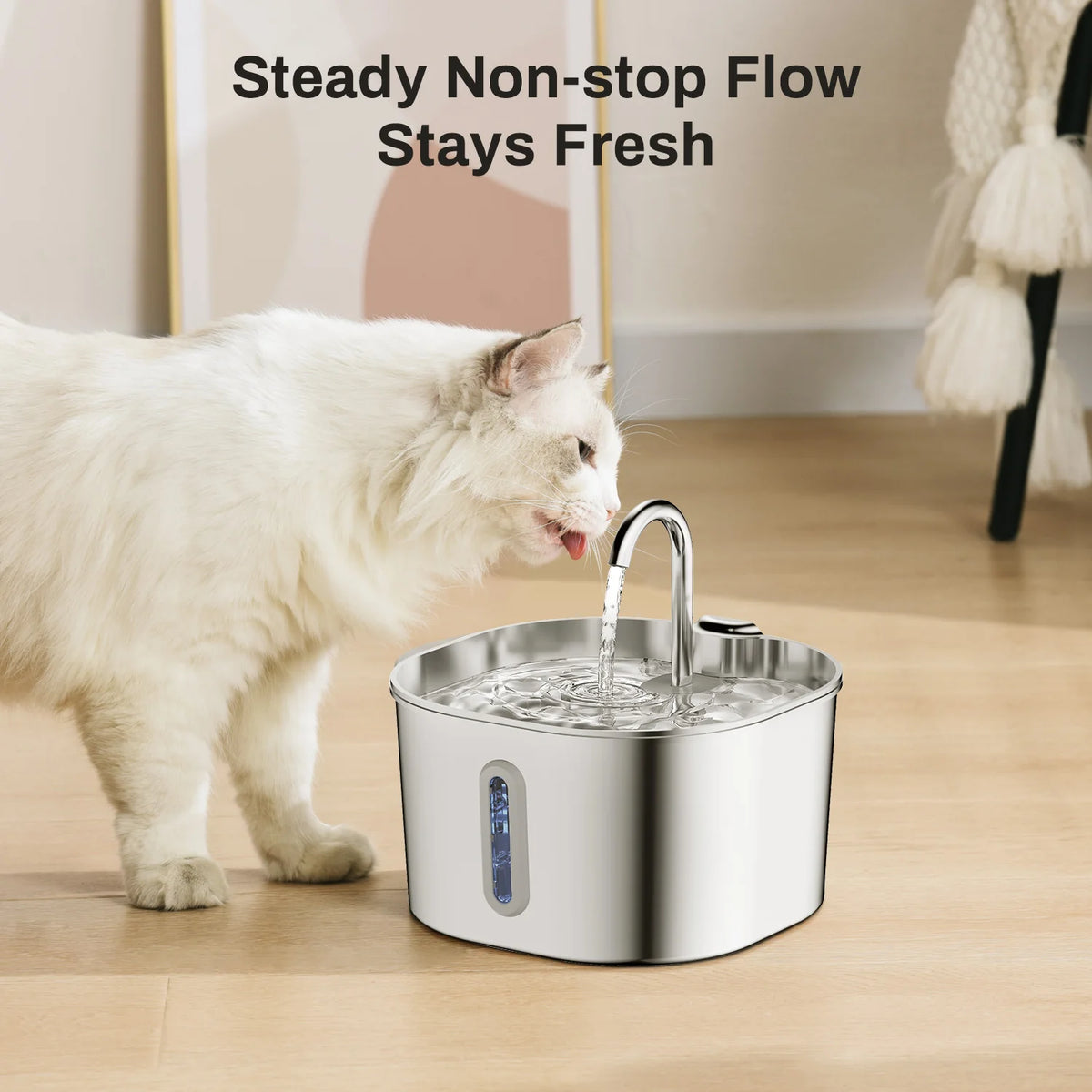 ZYFeeder 2.2L Automatic Water Fountain Stainless Steel Pet Water Feeder Cat/Dog Drink Bowl Water Dispenser Silent With Window