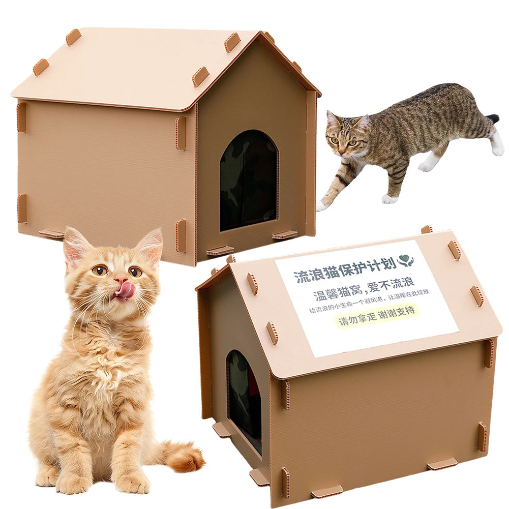 Stray Cats House Outside Cat House Foldable Cat Outdoor House Collapsible Insulated Pet House for Indoor Outdoor Use