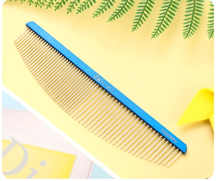 Fenice Moon Style Comb Pet Grooming Single Comb Aluminum Metal Comb for Dogs Stainless Steel Pet Dog Cat Pin Comb Hair Brush