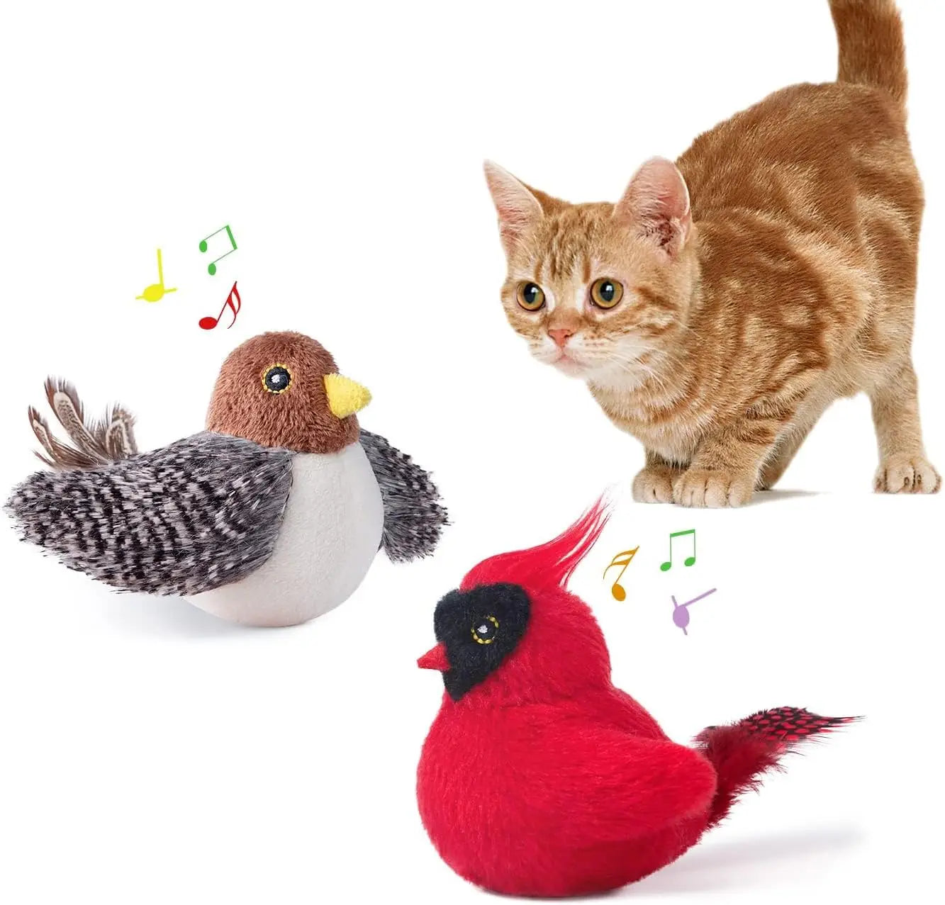 2 cat toys with chirping birds, interactive cat kicking, realistic bird Twitter, indoor cat sports toy 4.0“