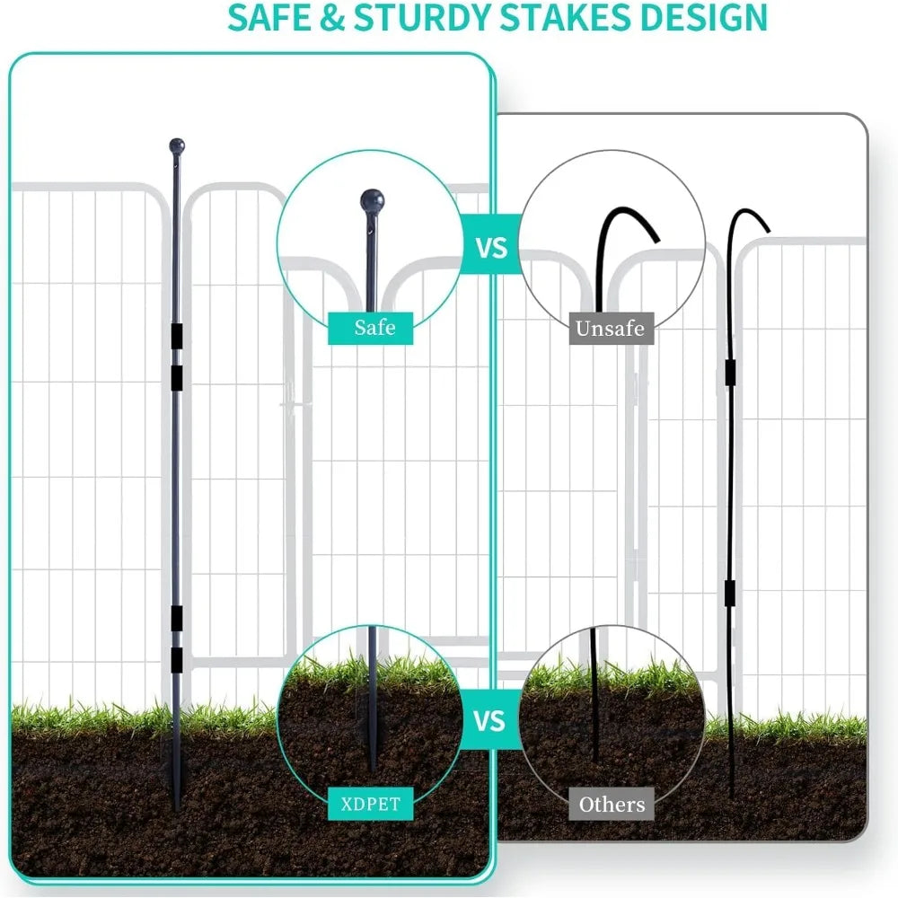 Portable Outdoor Dog Fence, Dog Playpen for Large/Medium/Small Dogs, Dog Fences for The Yard,with Doors Foldable Met