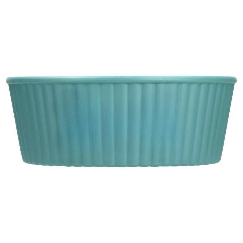3.6-Cup Woof Pet Bowl, Teal，Measures 6.3 in L x 6.3 in W x 2.4 in H.