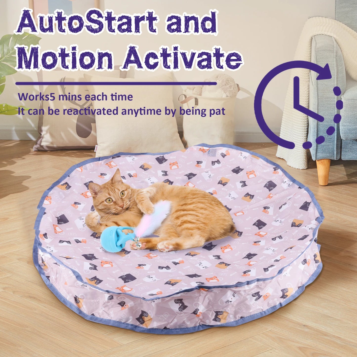 Interactive Cat Toy Reusable Motion Activate Chirping Cat Toy Mouse Catching Game for Pet Hide and Seek Game Accessories