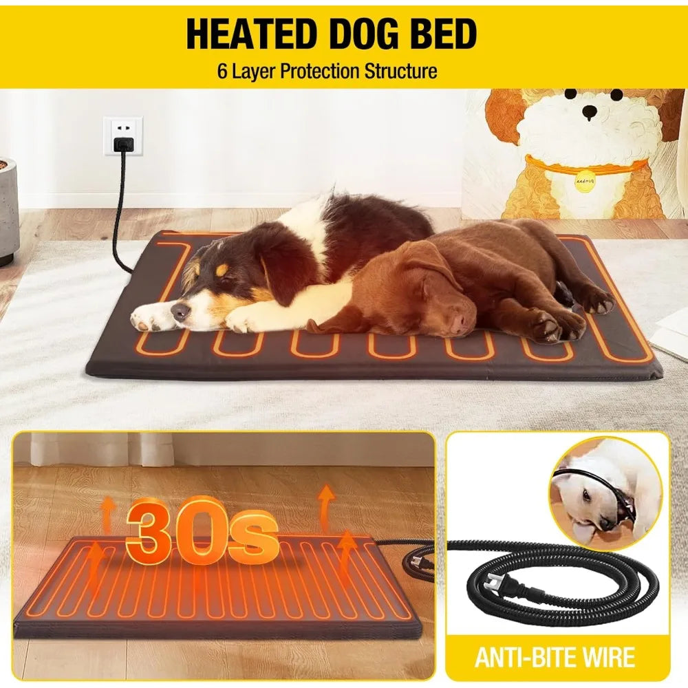 Dog House Outdoor Heated Dog Kennel with Insulated Liner & Heater for Winter Strong Iron Frame Large Dog Cage for Small