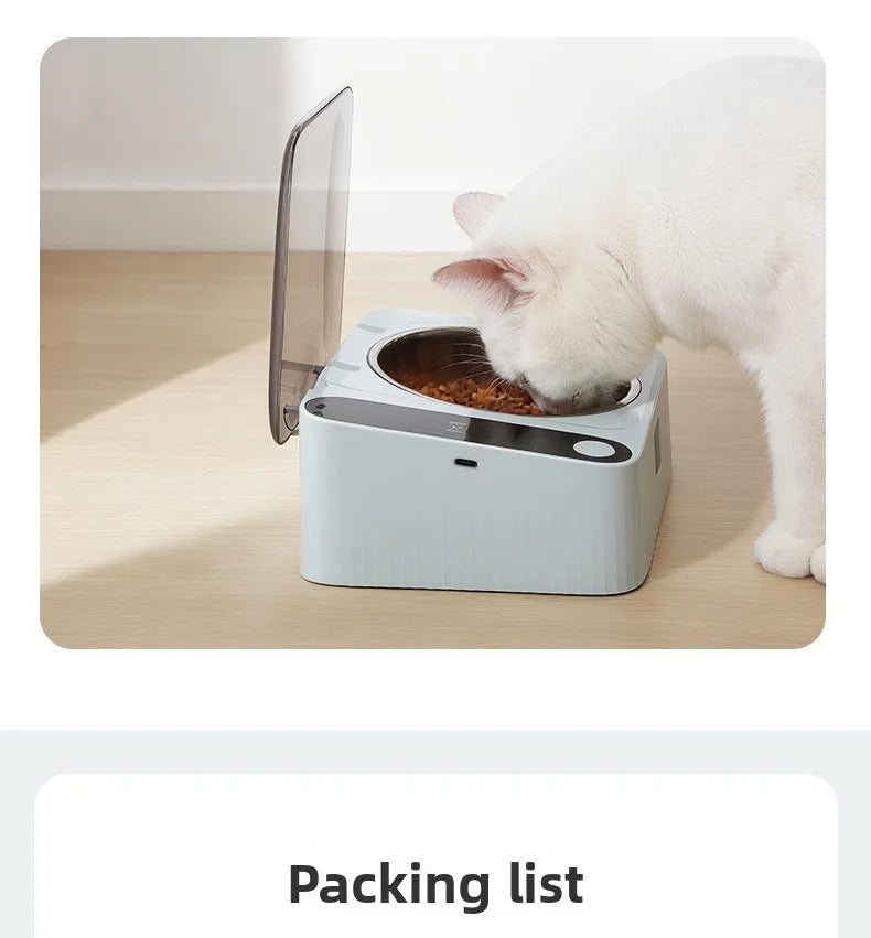 Pet Smart Infrared Sensor Open Lid Cat Bowl Stainless Steel with Lid Dustproof Insect-proof and Moisture-proof Pet Bowl