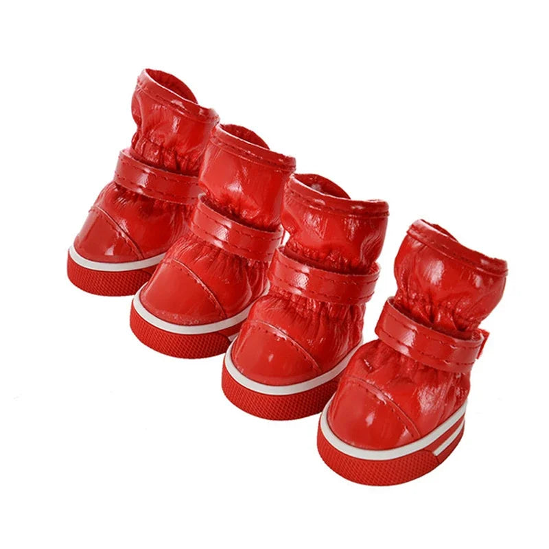 4Pcs/set Winter Pet Shoes Warm Waterproof Slip Fleece Dog Boot for Small Medium Dogs Puppy Rain Footwear Chihuahua Snow Boots