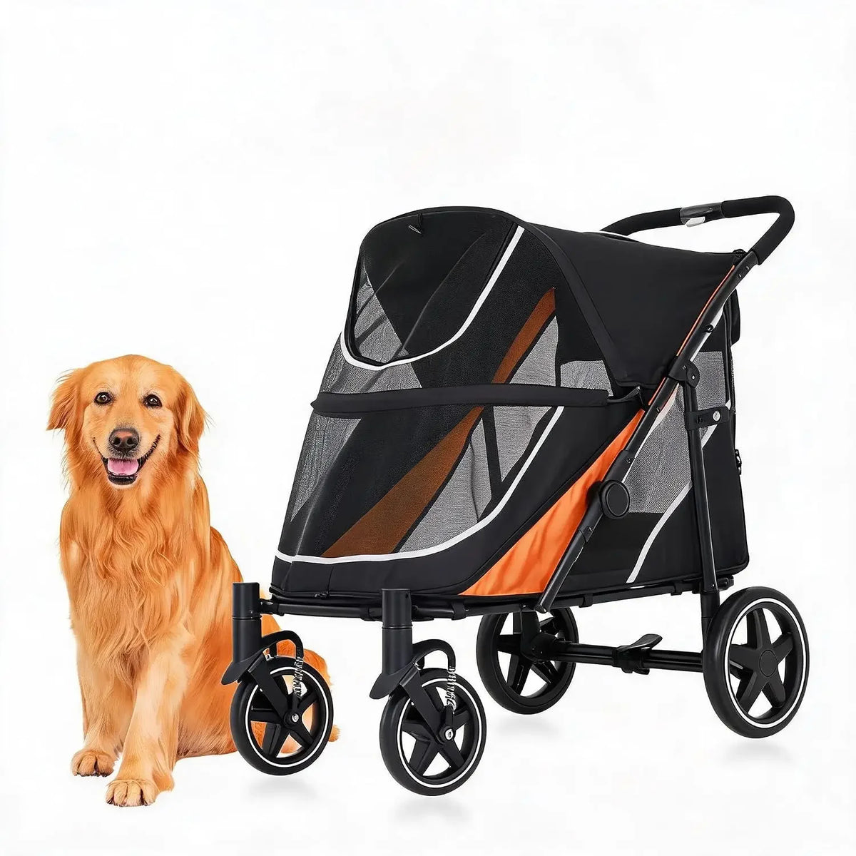 Garvee Multi Functional Pet Cart Lightweight And Foldable Multiple Cats Dogs And Outdoor Carts Heavy-Duty Large Dog Stroller with Mesh Ventilation, Removable Bed, Storage Basket For Dogs Cat