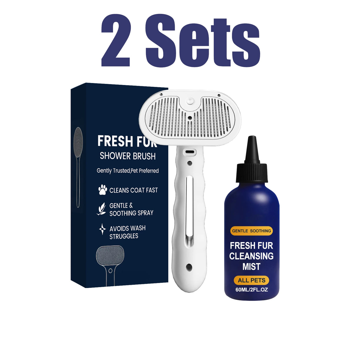 Pet Hair Detangler Spray Set Softening Smoothing Dematting Grooming Volumizing Dogs Cats Daily Care Kit for All Breeds