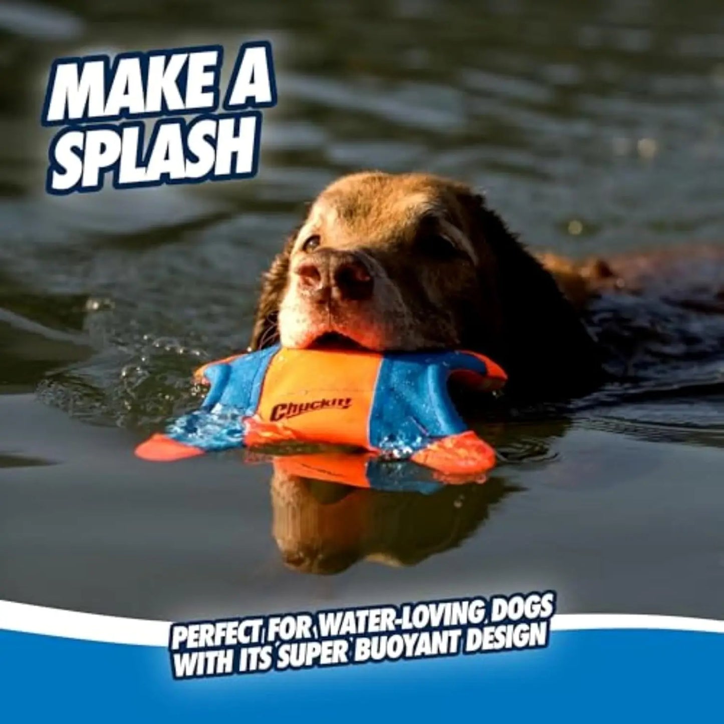 Water Floating Fetch Dog Toy for Medium Dogs, Soft Durable Polyester Canvas, 9.5-inch Orange Blue Flyer
