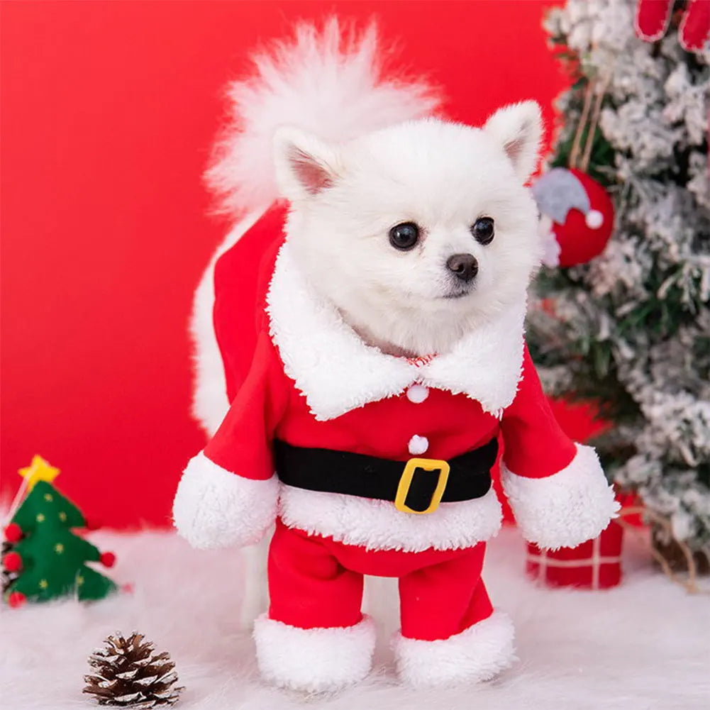 Cat Christmas Outfit Santa Claus Dog Christmas Costume Dog Christmas Clothes for Pet Dogs Cats Party New Year Funny Cosplay