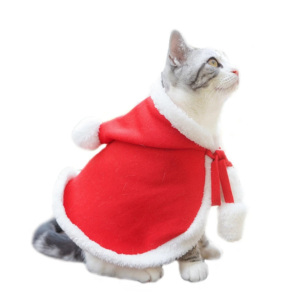 Pet Cat Dog Cape Change Into Santa Cape Deer Red Riding Hood Warm Plush Kawaii Comfortable Windproof Repeat Costume