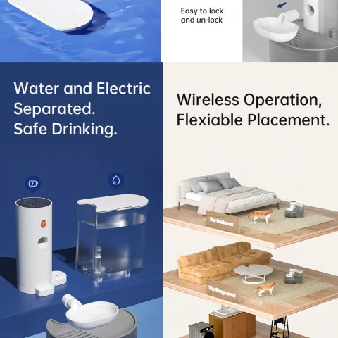 Smart Pet Water Dispenser Wireless Cat Water Fountain Dumping Dog Water Dispenser Rechargeable Automatic Water Feeder