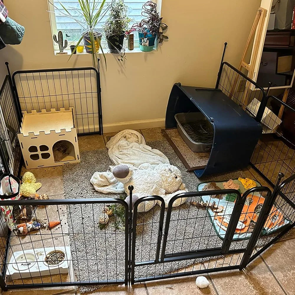 Portable Outdoor Dog Fence, Dog Playpen for Large/Medium/Small Dogs, Dog Fences for The Yard,with Doors Foldable Met