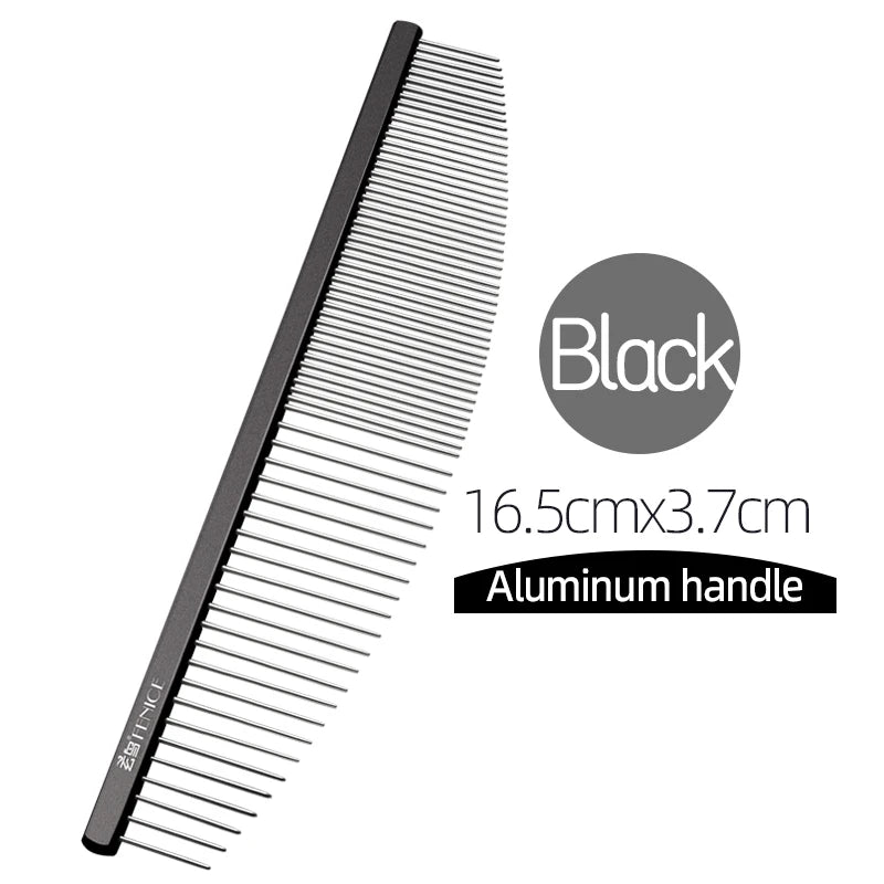 Fenice Moon Style Comb Pet Grooming Single Comb Aluminum Metal Comb for Dogs Stainless Steel Pet Dog Cat Pin Comb Hair Brush