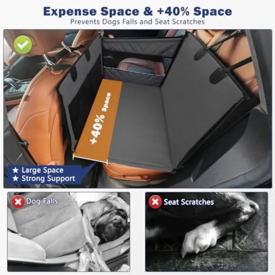 Waterproof Dog Car Seat Hammock for Medium Large Dogs Back Seat Extender Pet Carseat Universal Fit with Non-Slip Suction Cups