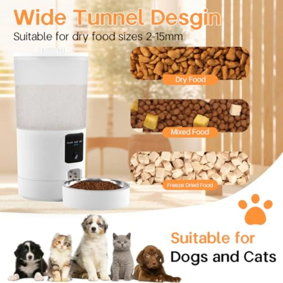 Automatic Cat Feeder with 2K Camera and Smart App for Cats and Dogs 6L Capacity Smart Pet Food Dispenser with Timed Auto Contro
