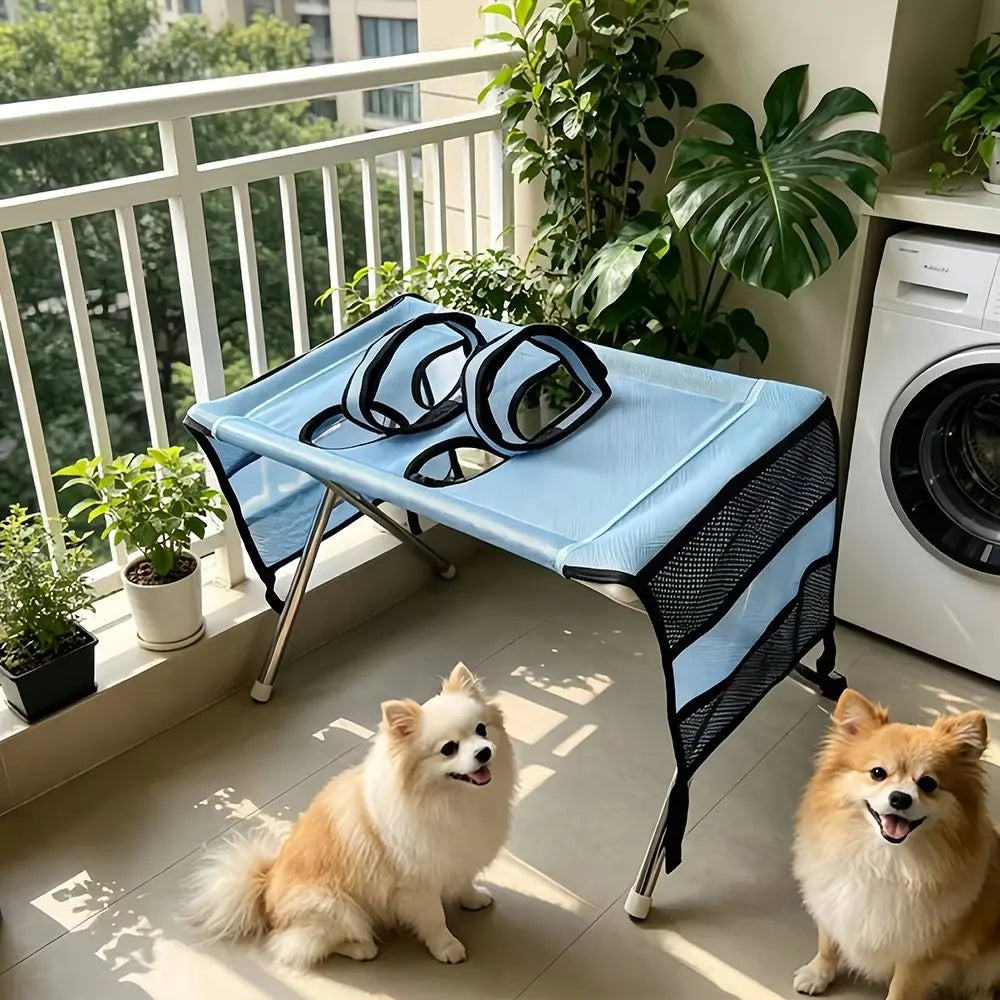 Folding Pet Grooming Hammock Anti-Scratch with Support Frame Pet Washing Station Sturdy Detachable Dog Grooming Table